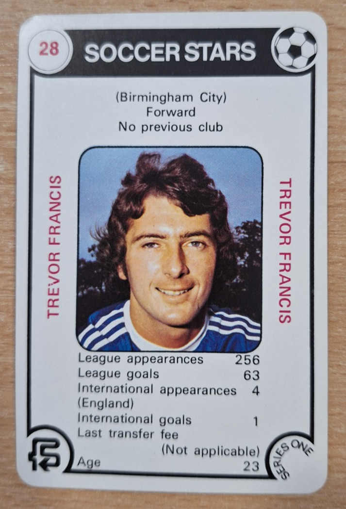 VINTAGE FKS TRUMP SOCCER STARS 1977/78 SERIES 1- TREVOR FRANCIS -BIRMINGHAM CITY for sale on Ebay