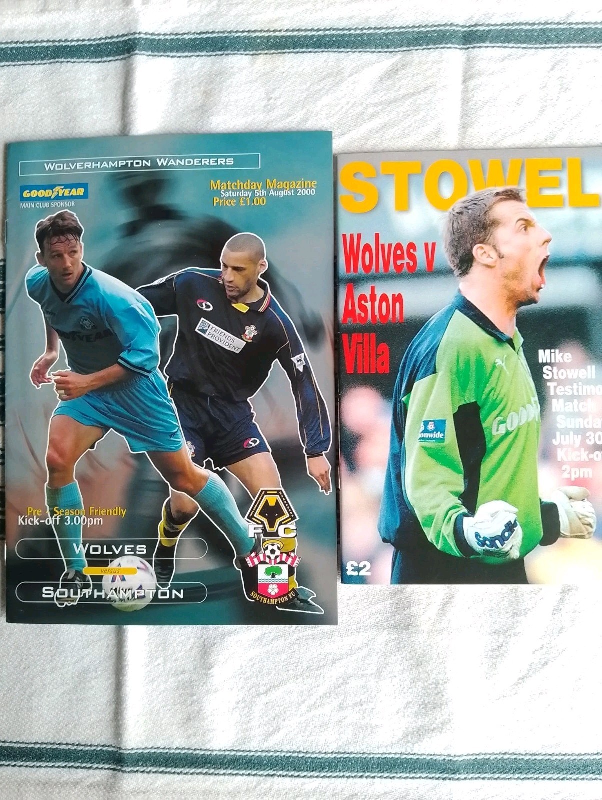 Wolves V Aston Villa/Southampton 00/01 Testimonial for Mike Stowell/Preseason  for sale on Ebay