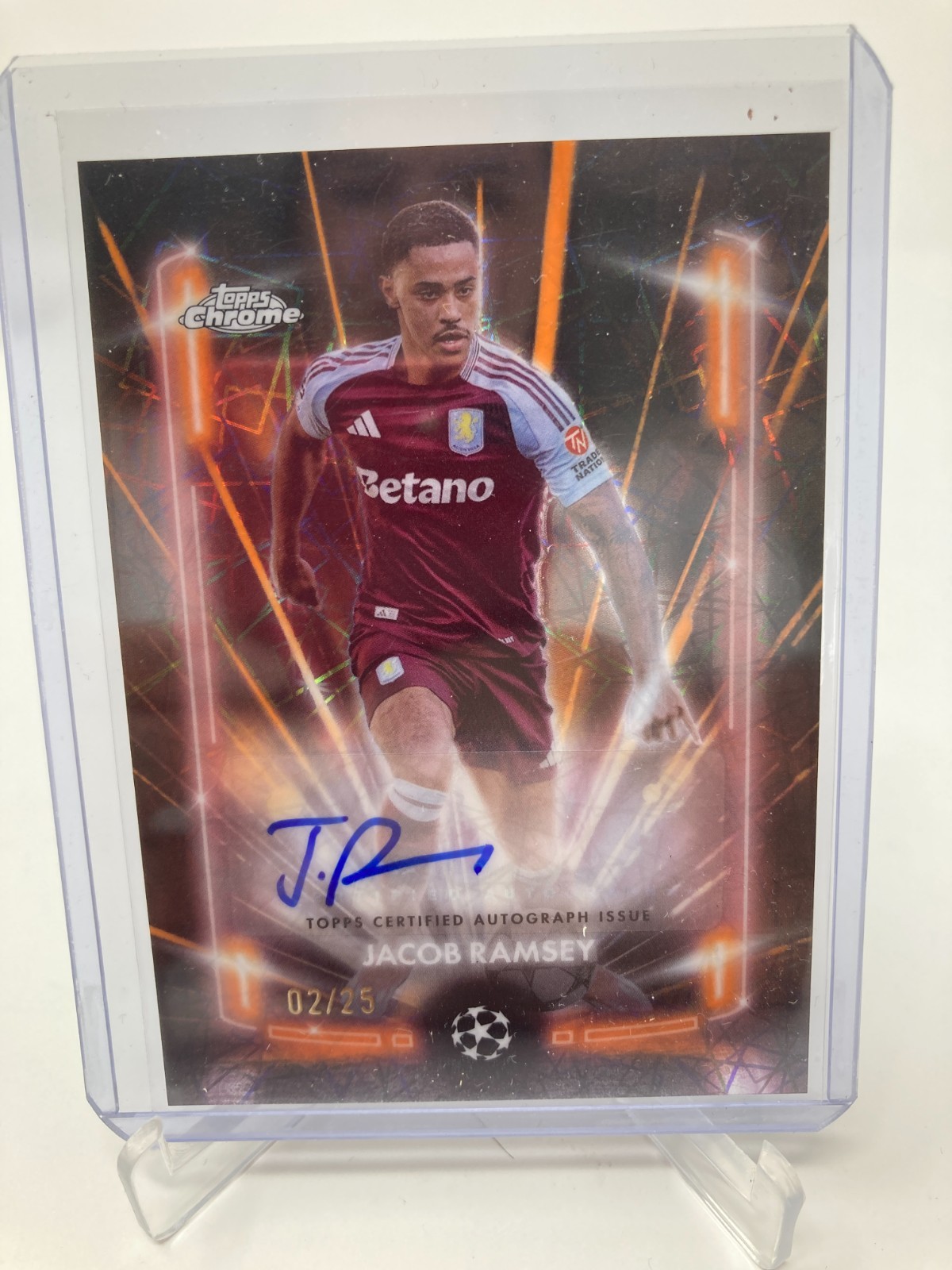 TOPPS CHROME  24/25 JACOB RAMSEY ASTON VILLA BLACK LAZER AUTO 2/25.. for sale on Ebay