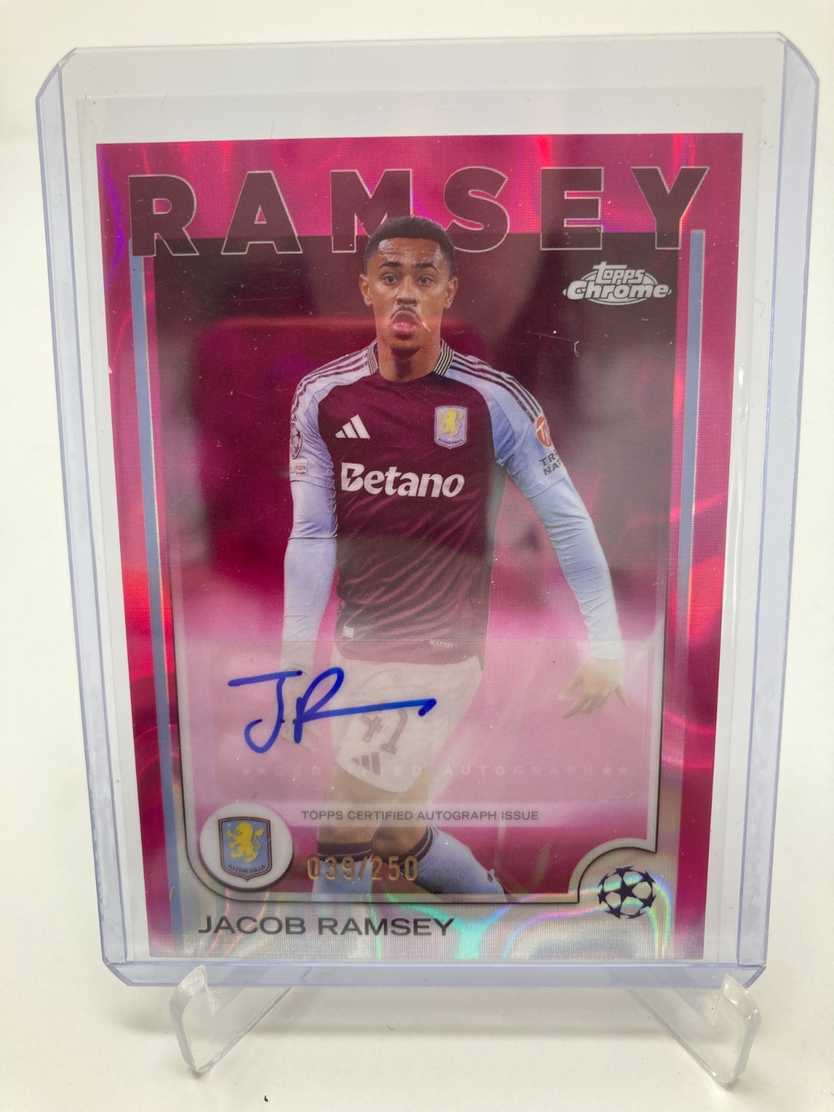 TOPPS CHROME  24/25 JACOB RAMSEY ASTON VILLA AUTO 39/250.. for sale on Ebay