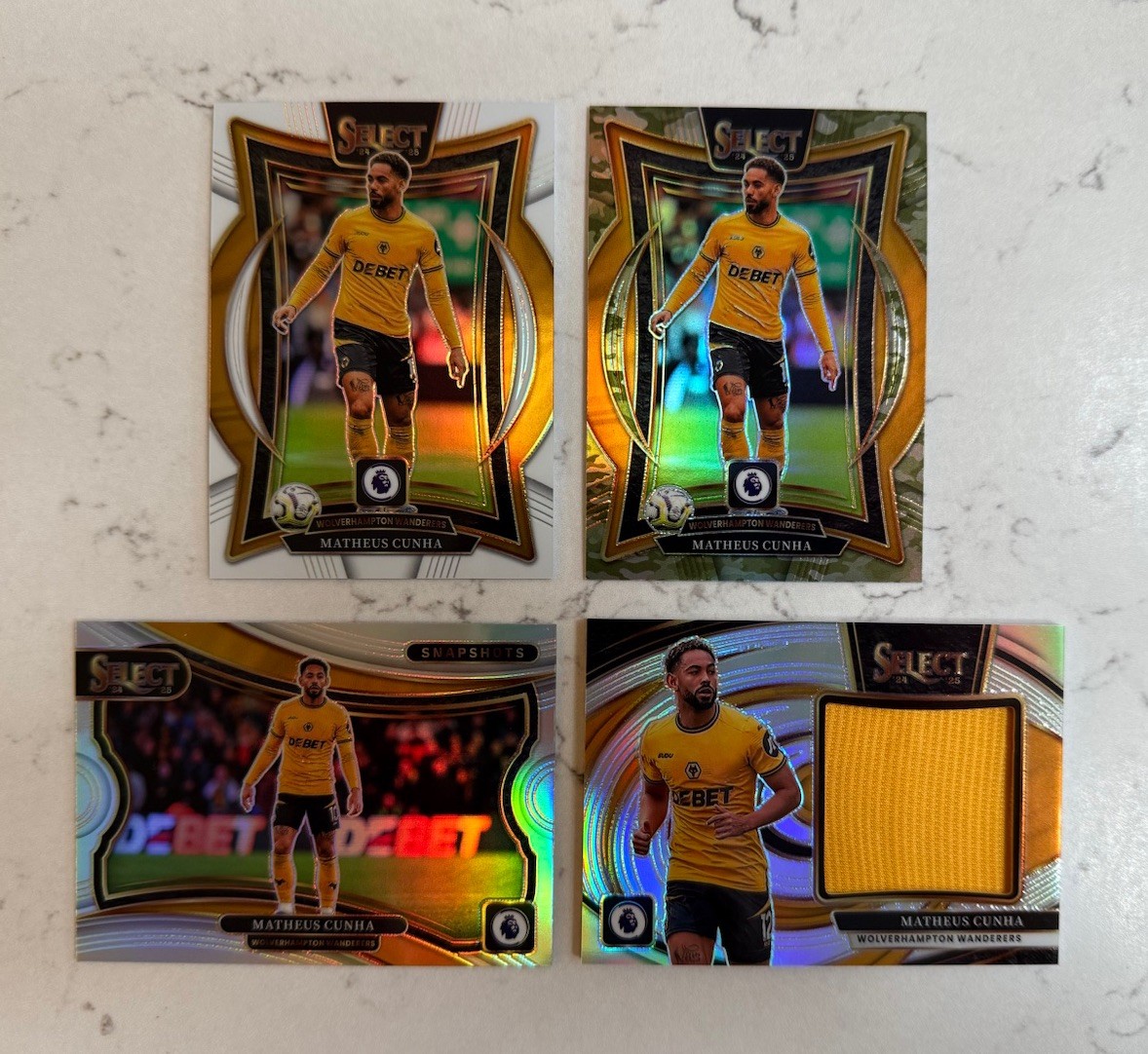 Matheus Cunha White /20 Camo Wolves Premier League Select 24/25 & Patch for sale on Ebay
