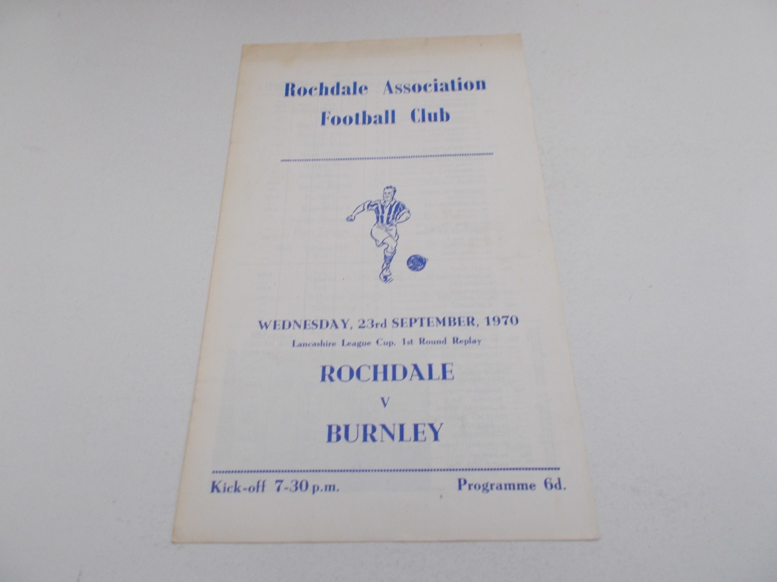 Rochdale  v  Burnley   70/71  Lancashire Senior Cup Replay for sale on Ebay