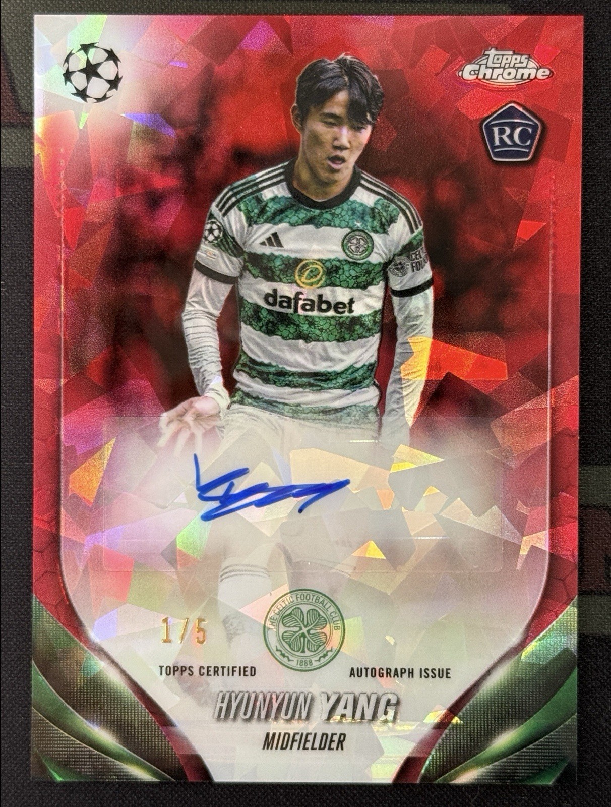 2023-24 Topps Chrome Sapphire Red /5 Hyunjun Yang Auto RC Celtic FC for sale on Ebay