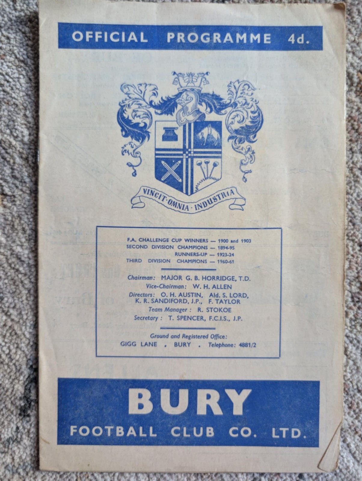 Bury Football Club Match Day Programme-Tuesday 16th April 1963-Chelsea for sale on Ebay