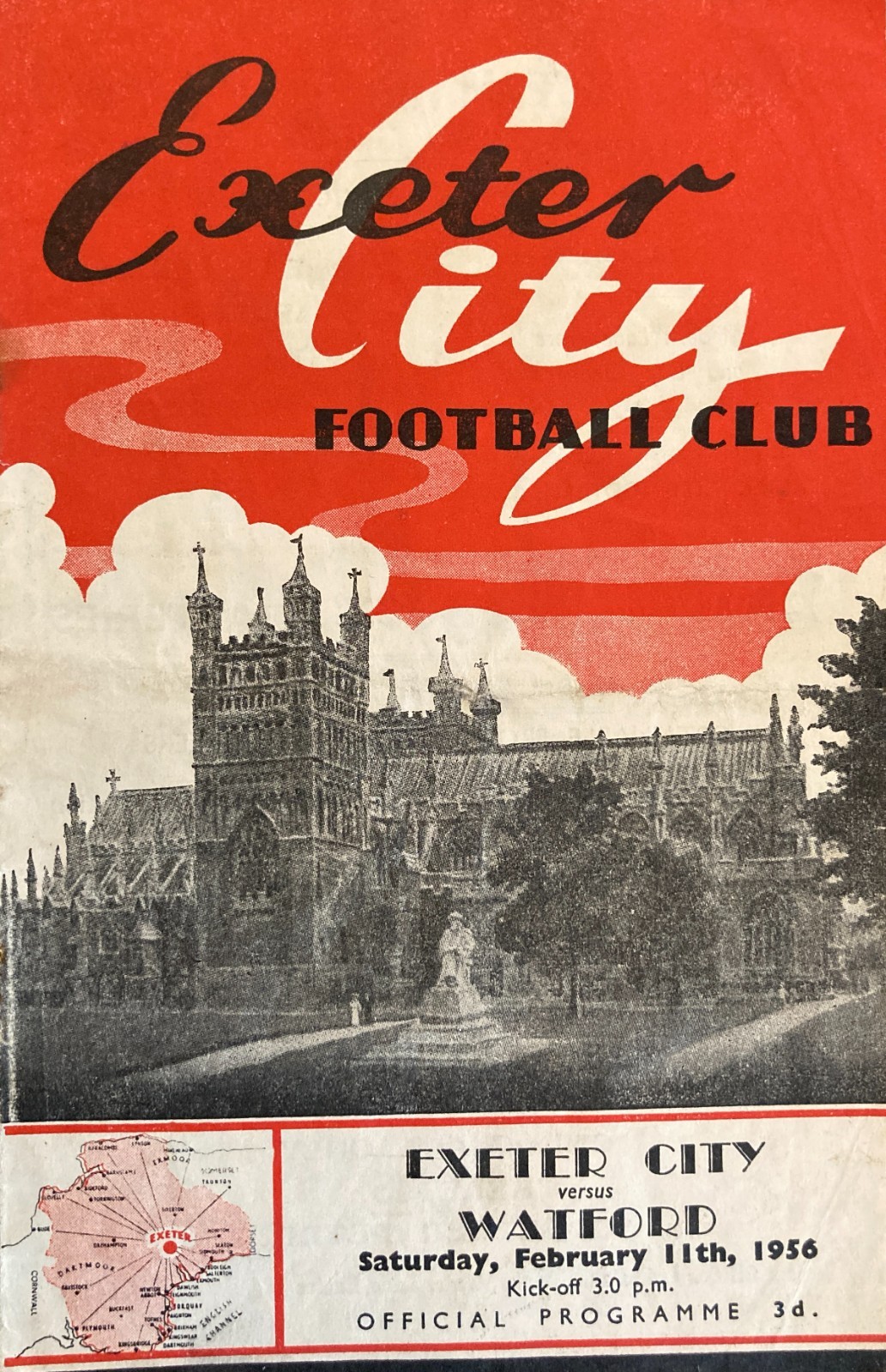 Exeter City v Watford Div 3 (S) 1955/56 for sale on Ebay