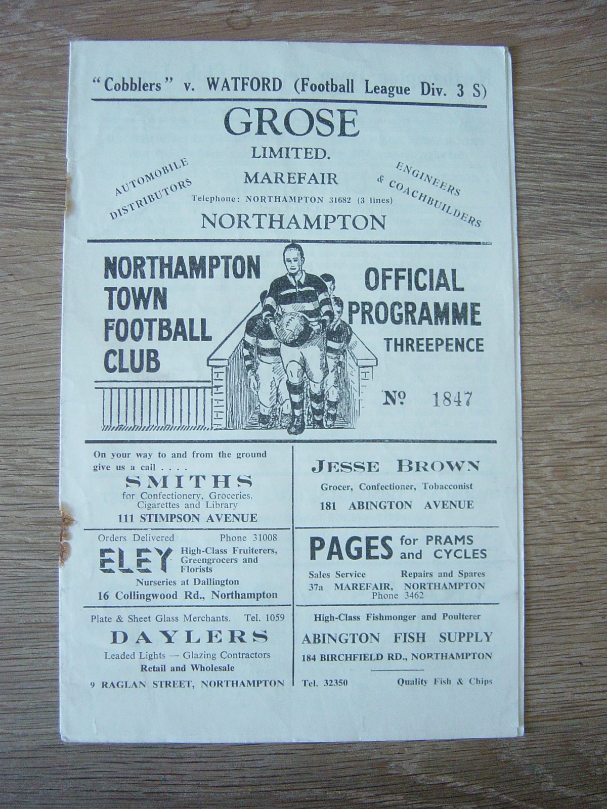 1952/53 NORTHAMPTON TOWN v WATFORD for sale on Ebay