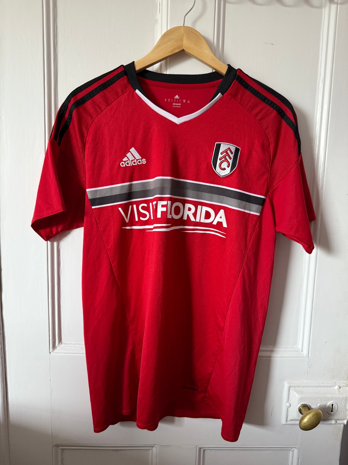 Fulham FC Adidas 2015/2016 Red Visit Florida Large #14 Mens Football Shirt for sale on Ebay