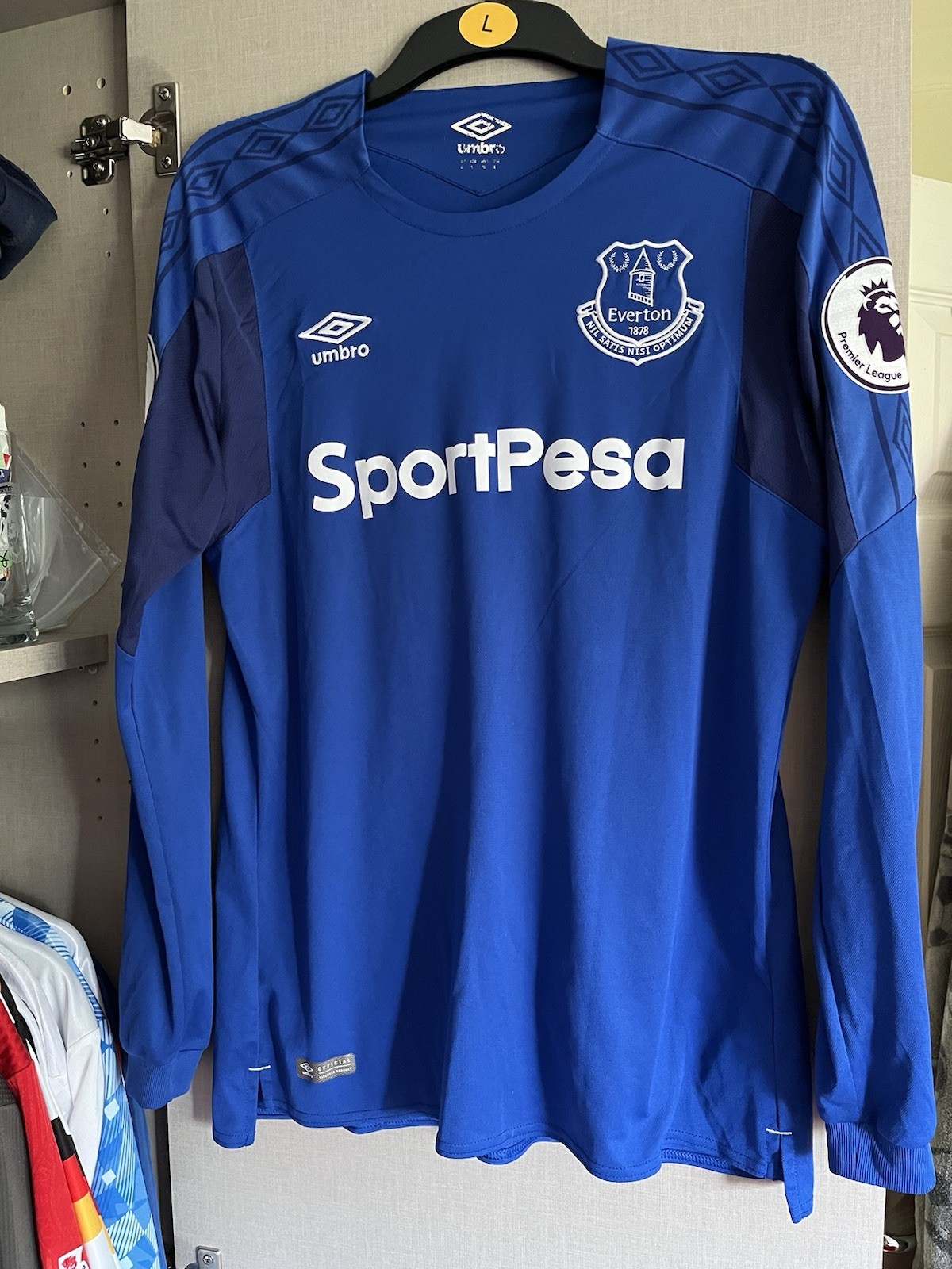 Everton Home Football Shirt 2017/18 Umbro Large Wayne Rooney #10 SportPesa L/S for sale on Ebay