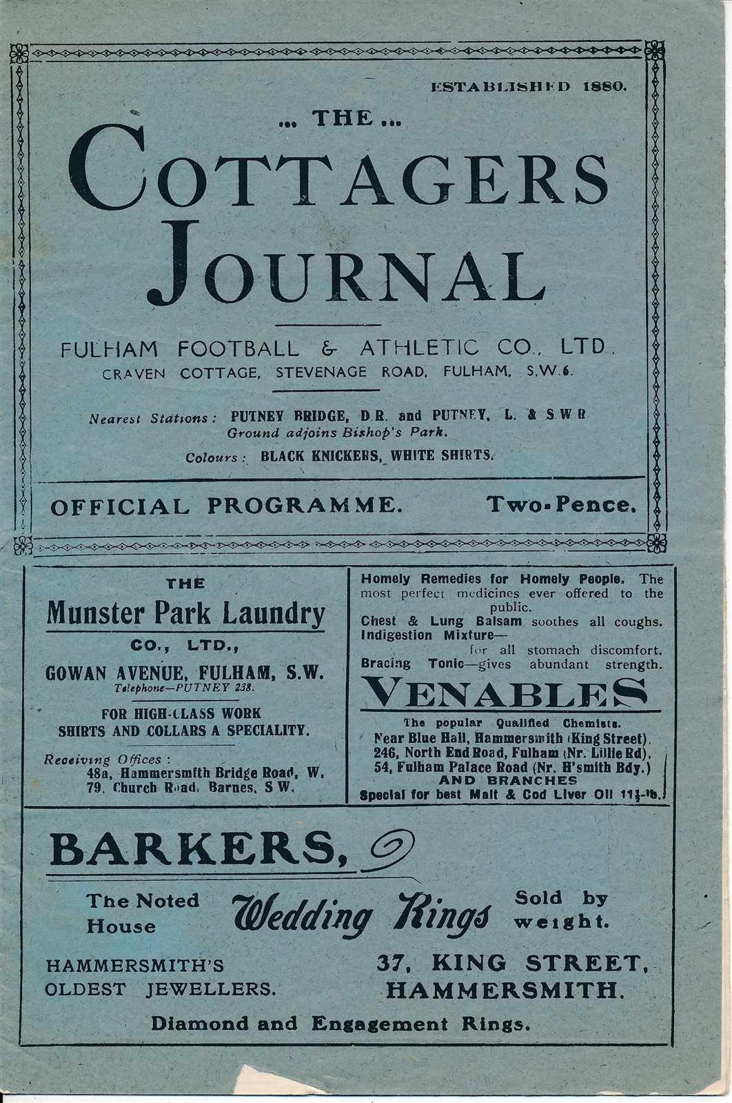Fulham v Middlesbrough 1925/1926 - PRE-WAR football programme Christmas day game for sale on Ebay