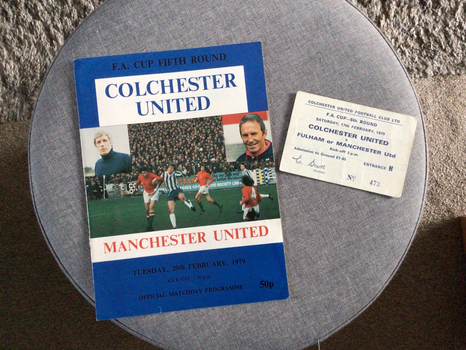 Colchester United v Manchester United 20th February 1979 Full Ticket & Programme for sale on Ebay