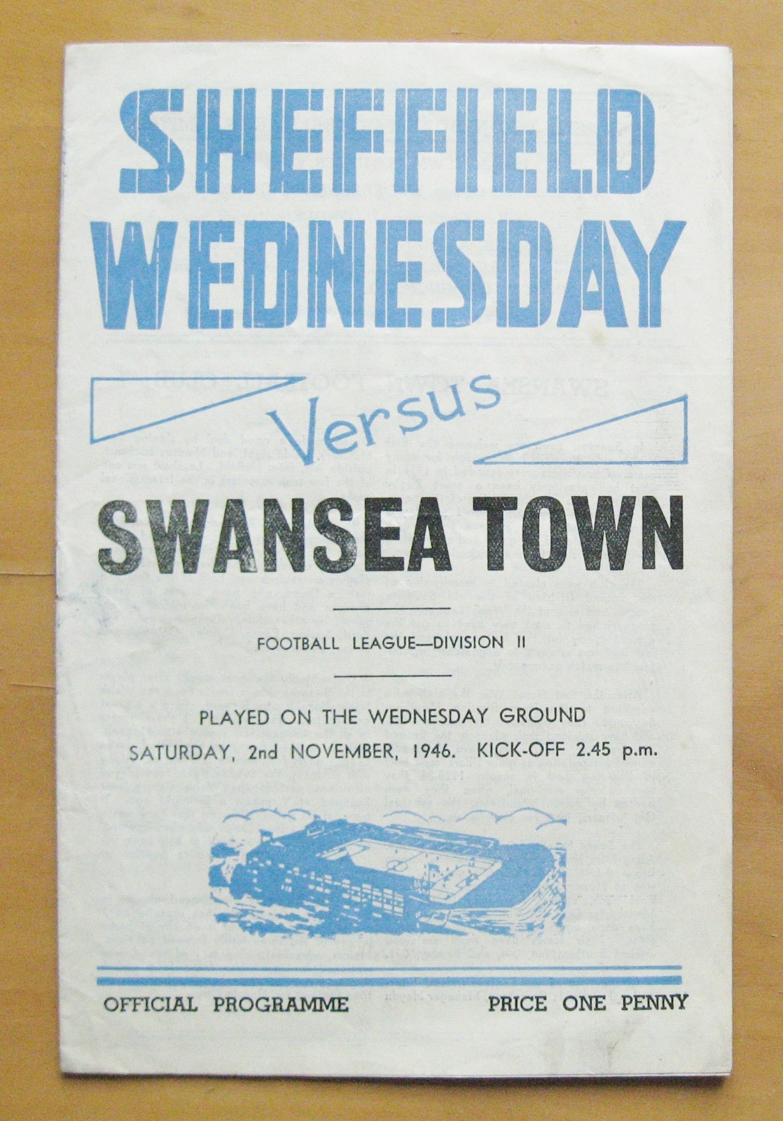 SHEFFIELD WEDNESDAY v SWANSEA TOWN 1946/1947 *VG Condition Football Programme* for sale on Ebay