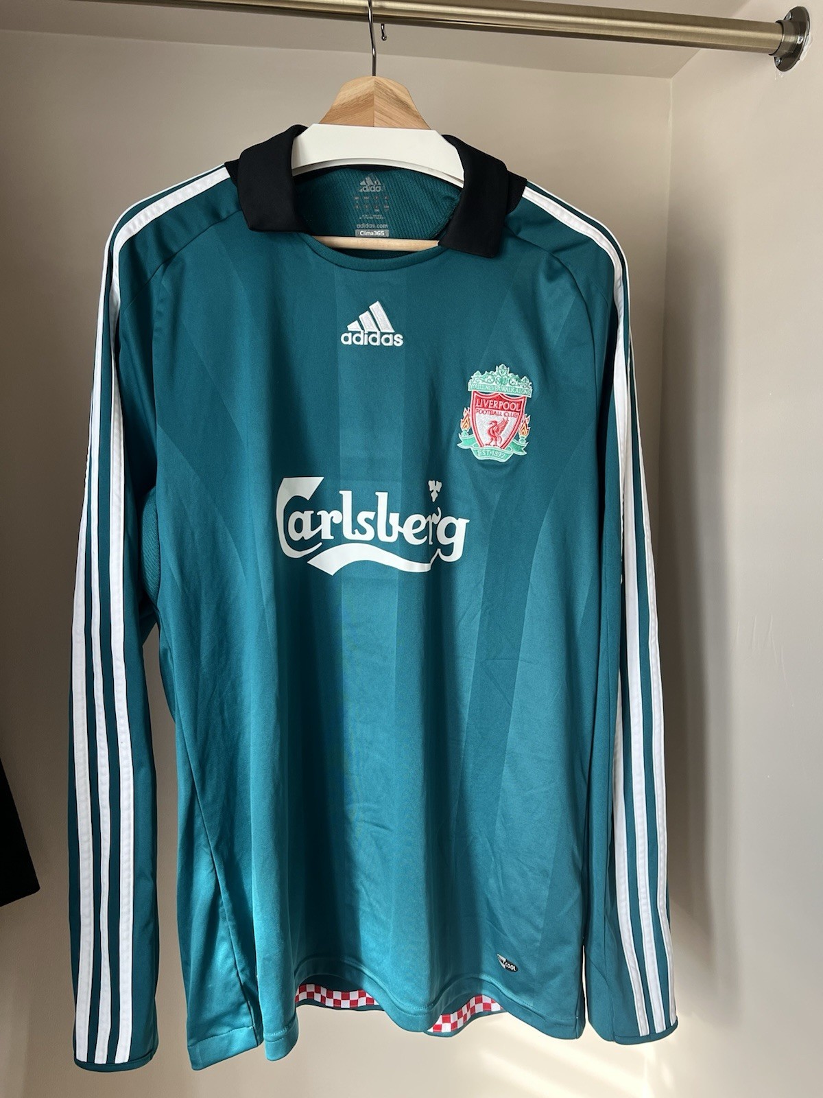 Liverpool FC Green Third Shirt 2008/09  Long Sleeve Men’s Large Adidas for sale on Ebay
