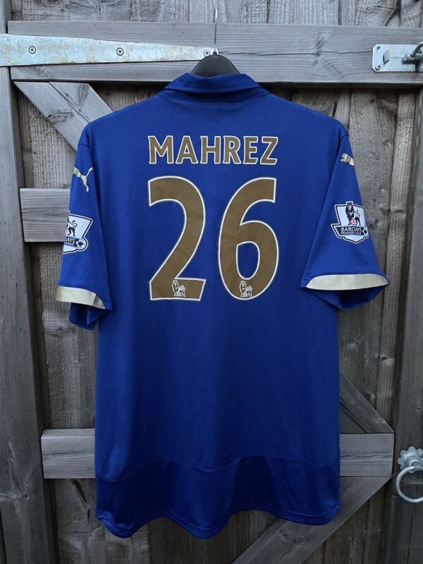 Leicester City 2014/15 Home Shirt Mahrez #26 Mint Prem Patches Rare XL 1 DAY!!! for sale on Ebay