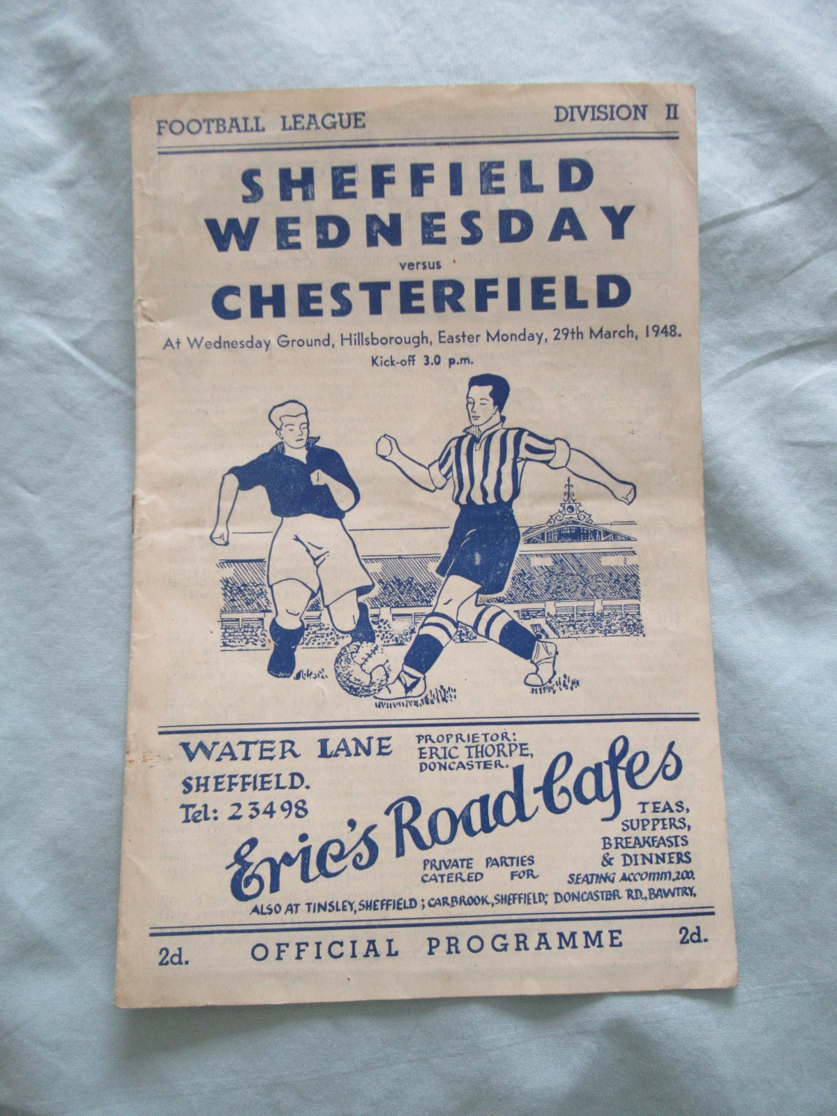 Sheffield Wednesday v Chesterfield 29th March 1948 Division 2 for sale on Ebay