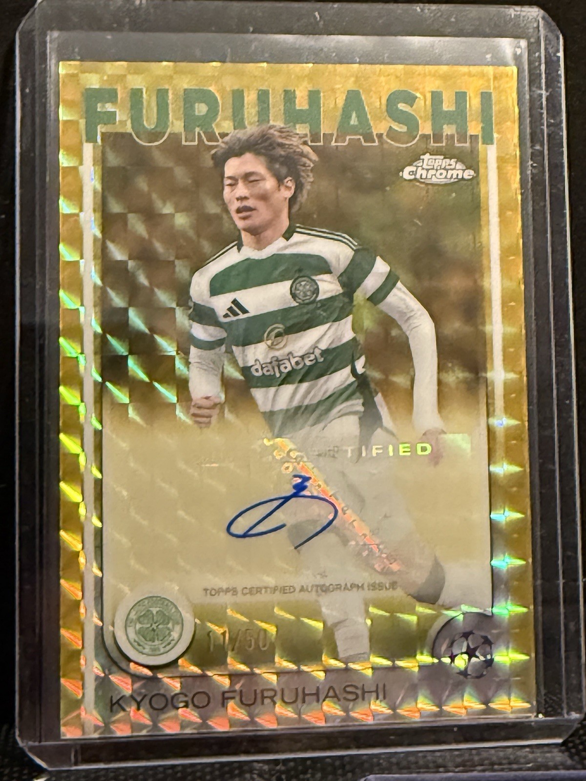 2024/25 Topps Chrome UCC Kyogo Furuhashi Geometric Auto /50 Gold Celtic  for sale on Ebay