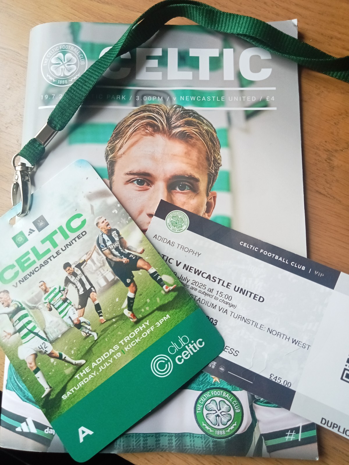 Celtic v Newcastle united ticket , landyard and program for sale on Ebay