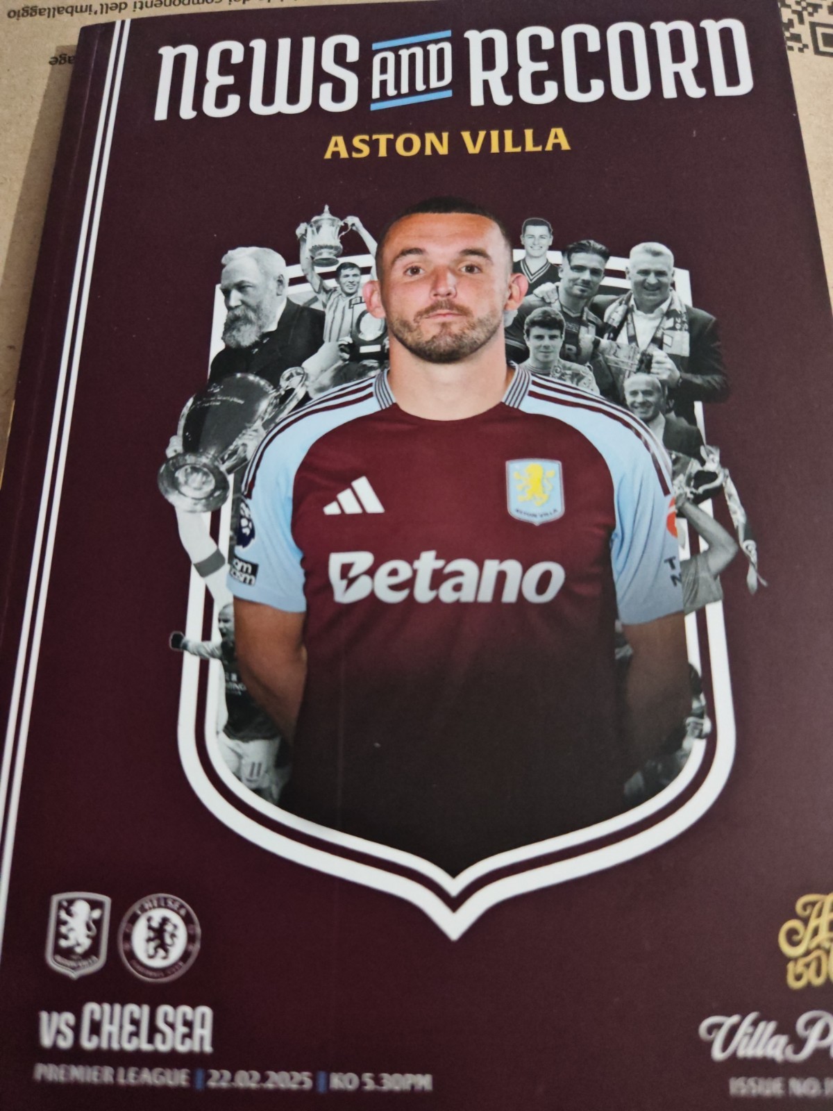 Aston Villa V Chelsea Match Programme 22feb 25 for sale on Ebay