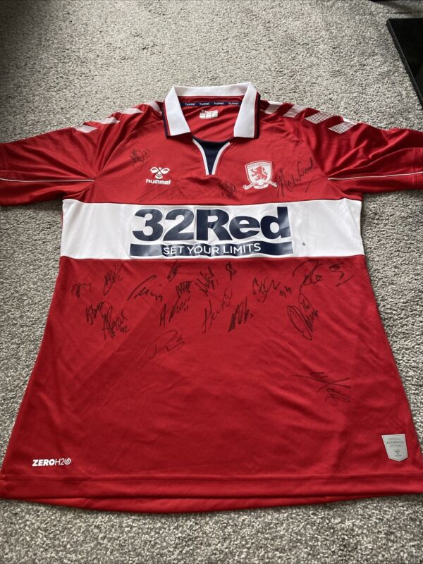 Signed Middlesbrough Football Shirt 2020/21 Home (L) for sale on Ebay