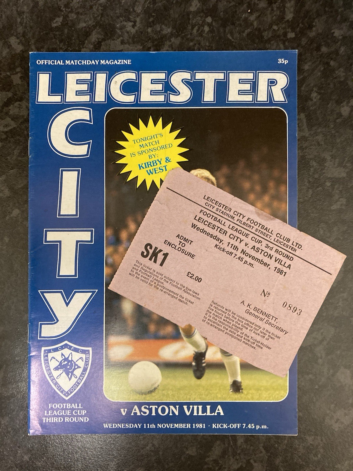 Leicester City v Aston Villa League Cup with TICKET 1981/82 for sale on Ebay