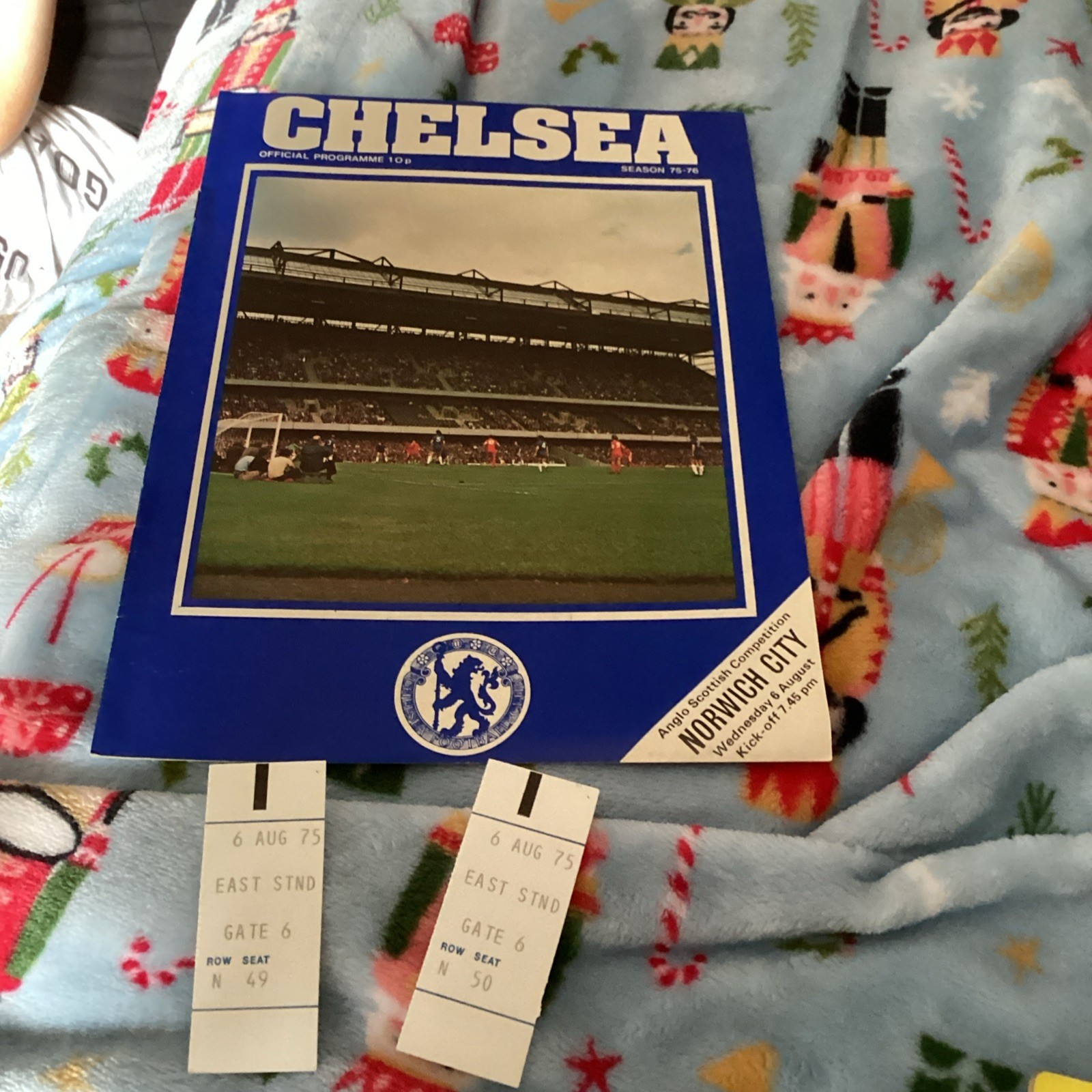 1975/6 Chelsea v Norwich City Anglo Scottish cup. Plus two rare match tickets for sale on Ebay