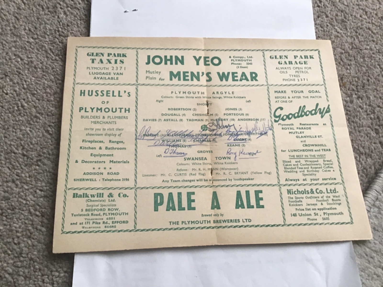 Signed Plymouth Argyle v Swansea Town Football Programme 25/4/1953. for sale on Ebay