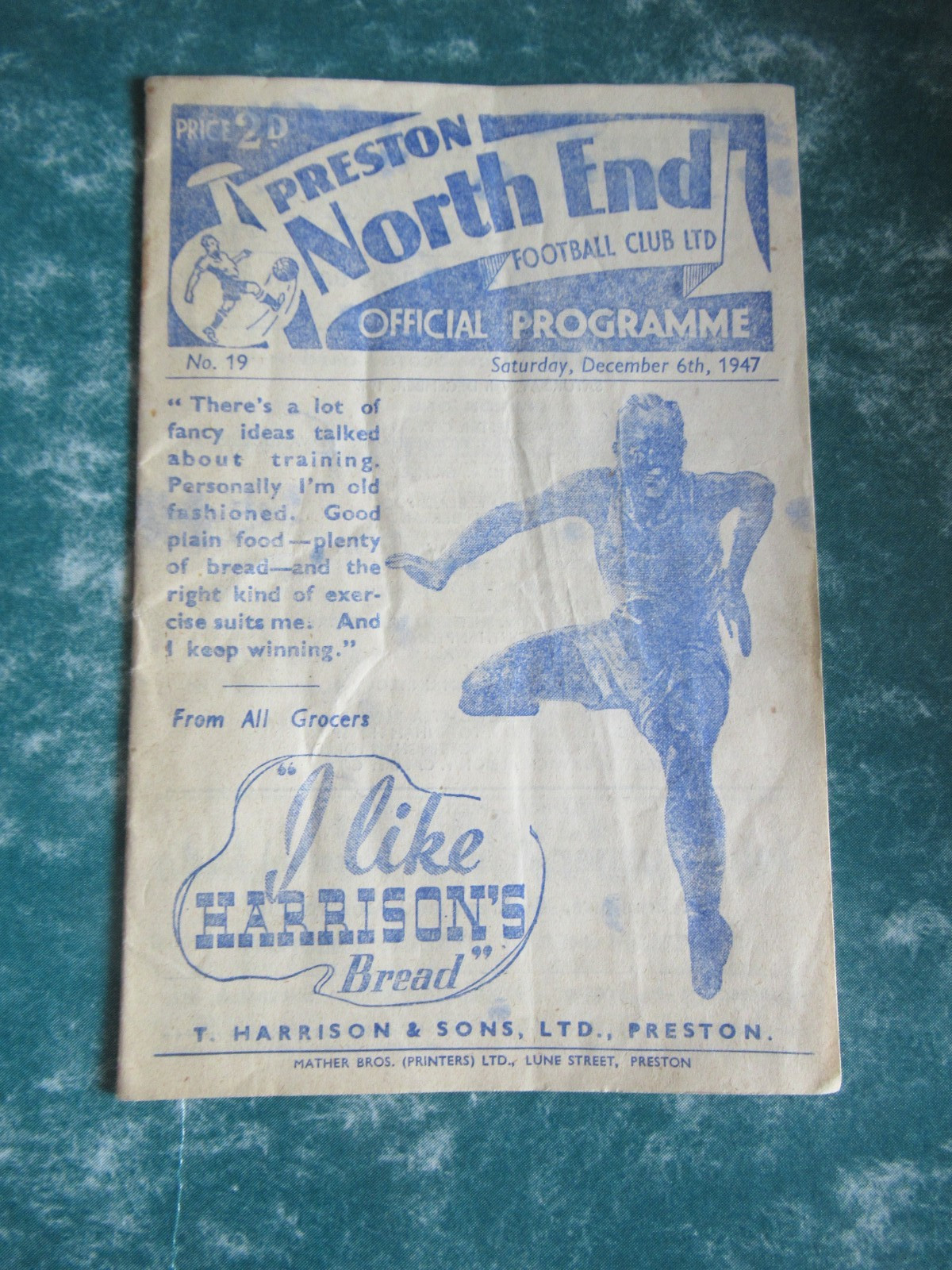 Preston North End v Derby County 6th Dec 1947 Division 1 for sale on Ebay
