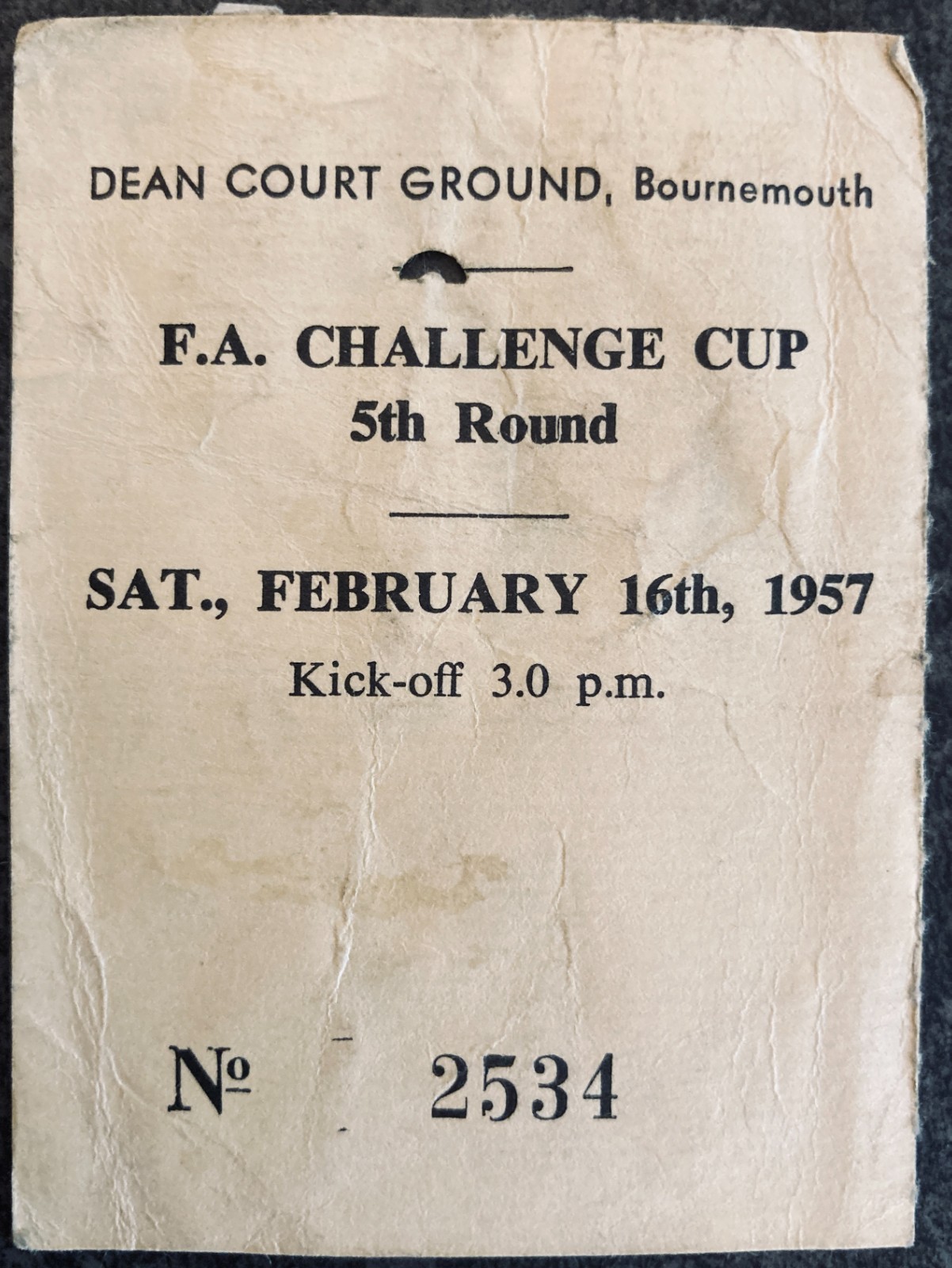 Bournemouth v Tottenham Hotspur F A Cup 5th Round 1956/57 Ticket + Programme for sale on Ebay