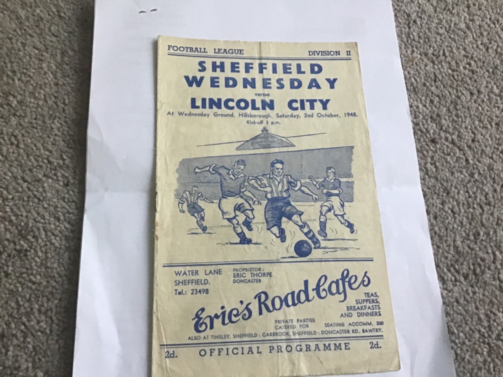 Sheffield Wednesday v Lincoln City Football Programme 2/10/1948. for sale on Ebay