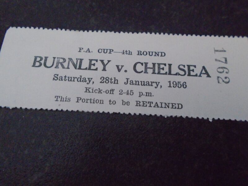 BURNLEY V CHELSEA 1955-6 FA CUP TICKET STUB ONLY for sale on Ebay