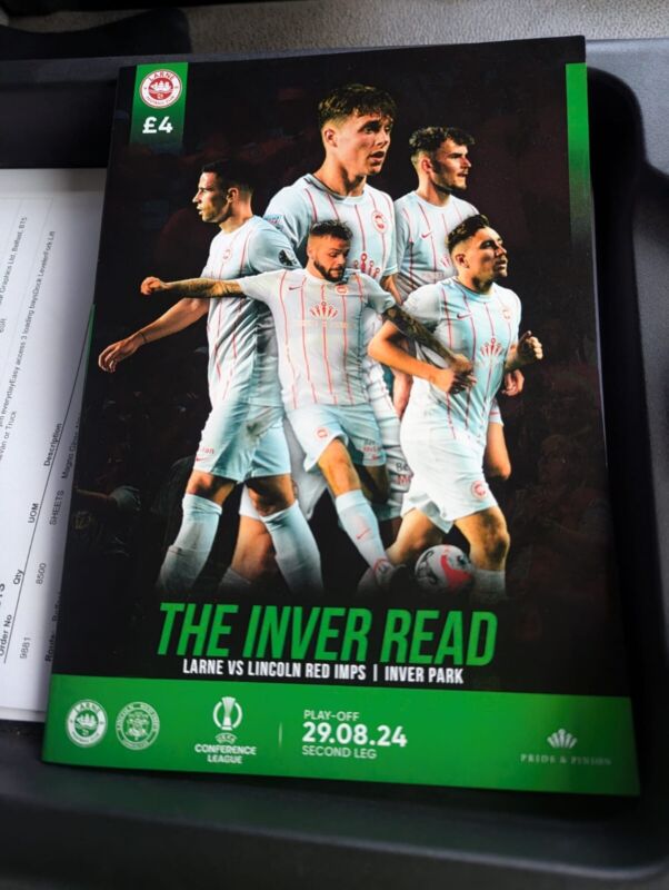 29th  July  2024 Larne  v Lincoln  Red Imps, conference  league  programme for sale on Ebay