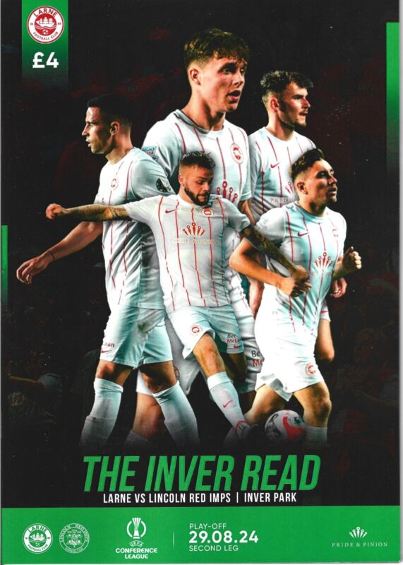 2024/25 Larne v Lincoln Red Imps (Gibraltar) - UEFA Conference League - 29th Aug for sale on Ebay