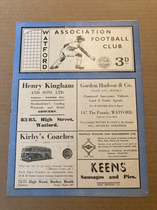 Watford v Swansea Town football programme - 18th December 1948 in Exc condition for sale on Ebay