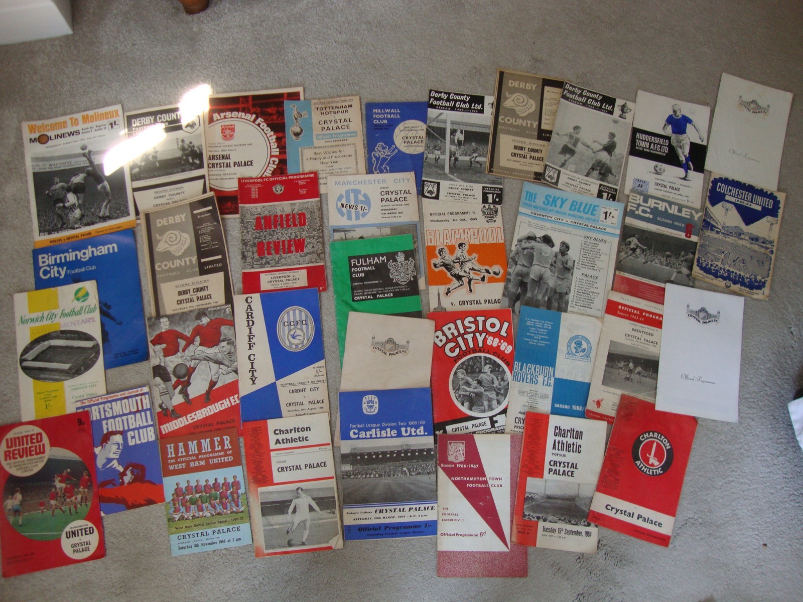 COLLECTION OF OVER 100 CRYSTAL PALACE PROGRAMMES FROM THE 60S MOME & AWAY for sale on Ebay