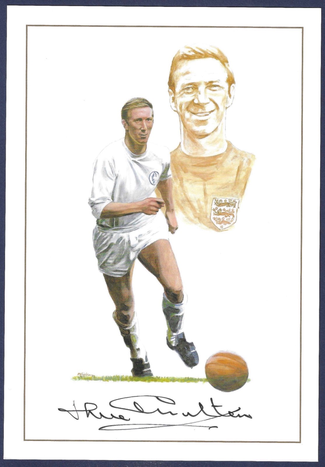 1966 FOOTBALL WORLD CUP, JACK CHARLTON SIGNED PRINT, LEEDS UNITED & ENGLAND. for sale on Ebay