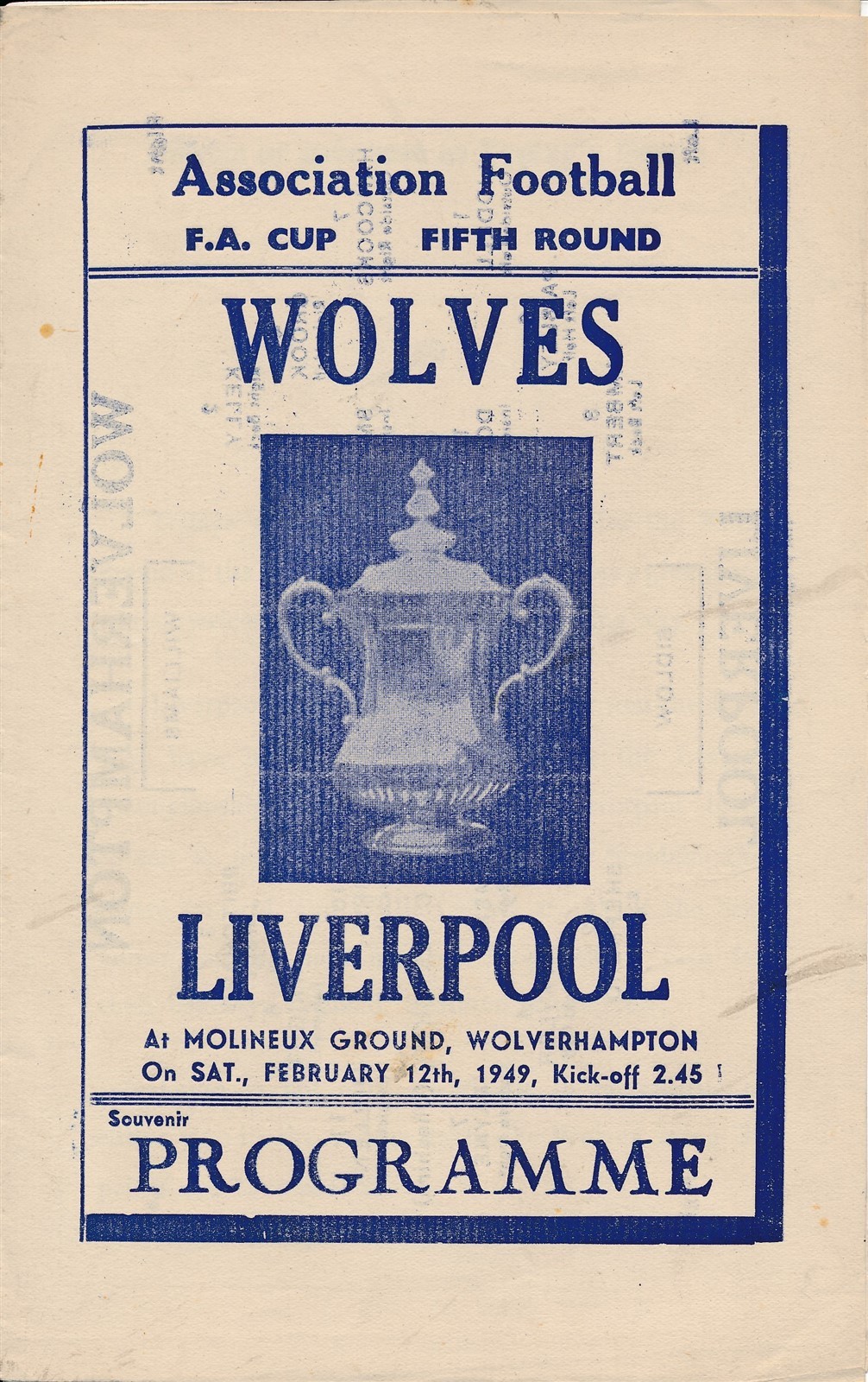 PIRATE PROGRAMME - Wolves v Liverpool (FA Cup) 1948/1949 - Wanderers Cup Winners for sale on Ebay