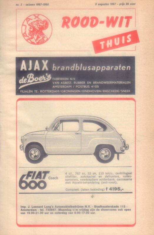 OFFCIAL PROGRAMME 09.08.1967 AJAX AMSTERDAM v EVERTON FC for sale on Ebay