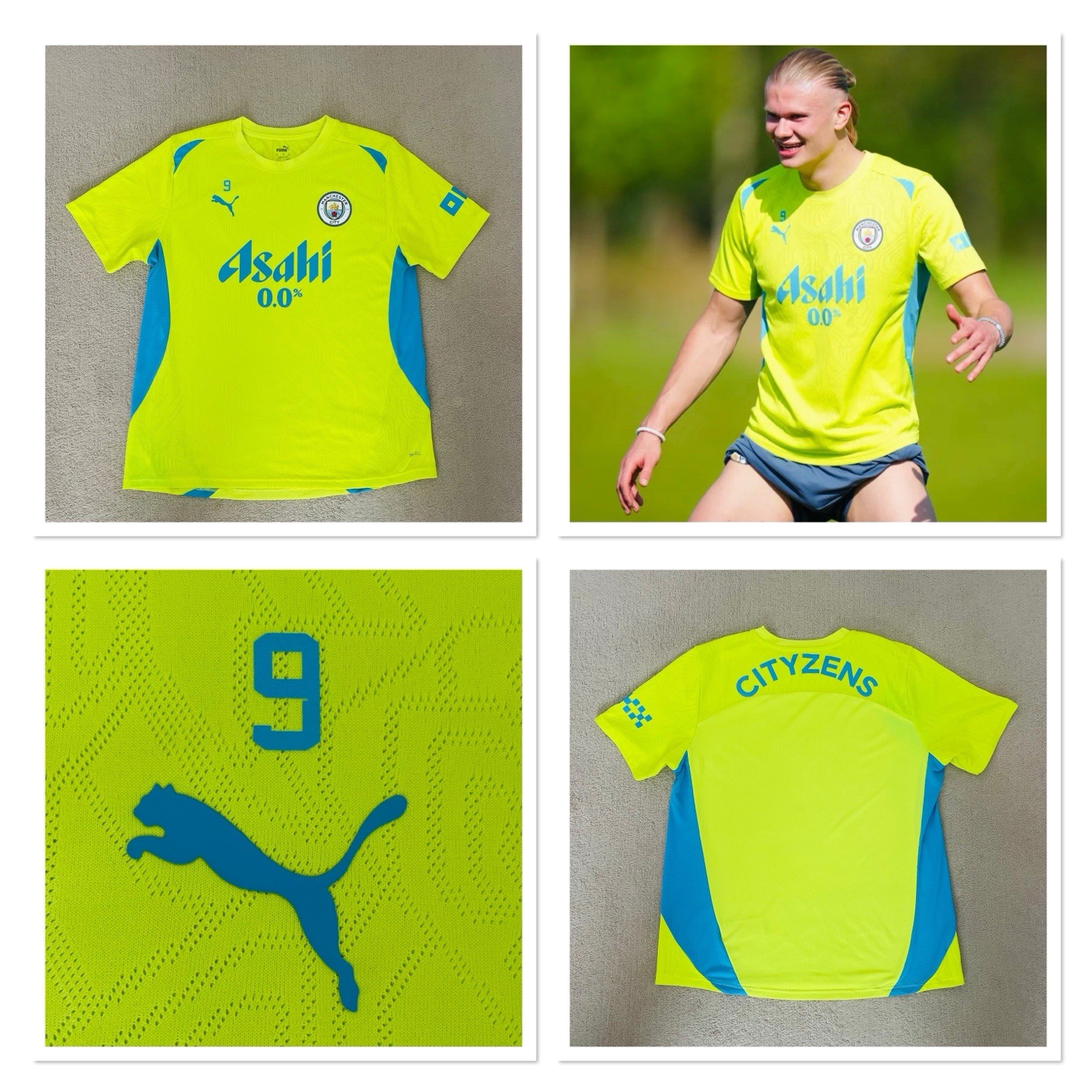 Manchester city puma player issue Player WORN pro training T-shirt  HAALAND 9 for sale on Ebay