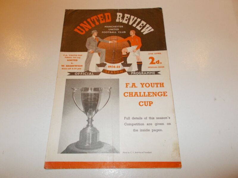 Manchester United v WBA West Bromwich Albion 54/55  FA Youth Cup Semi Final for sale on Ebay