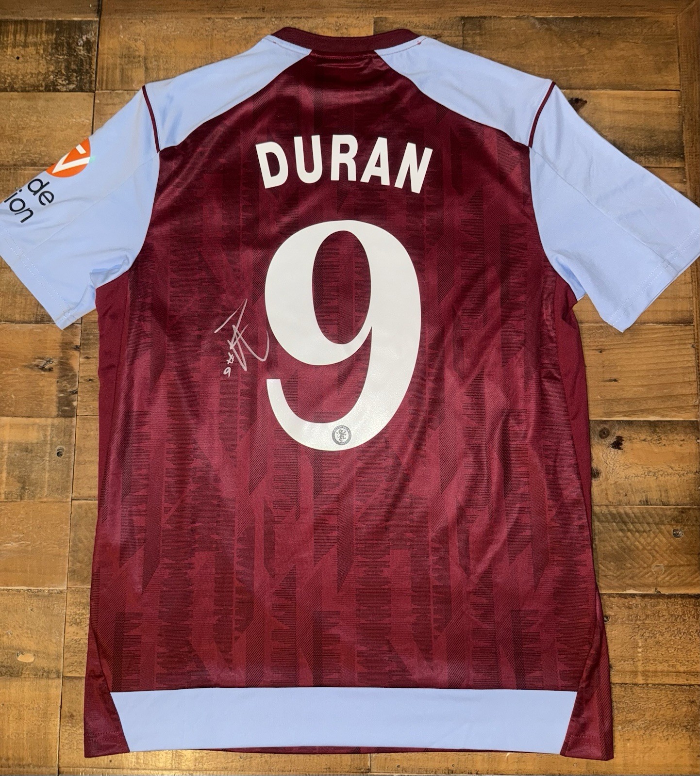 Signed Jhon Duran Aston Villa 23/24 Home Shirt Proof Columbia for sale on Ebay