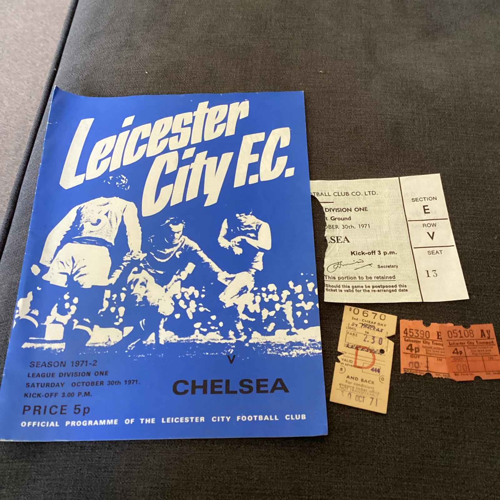 1971/2 Leicester City v Chelsea plus match ticket and rail tickets  for sale on Ebay