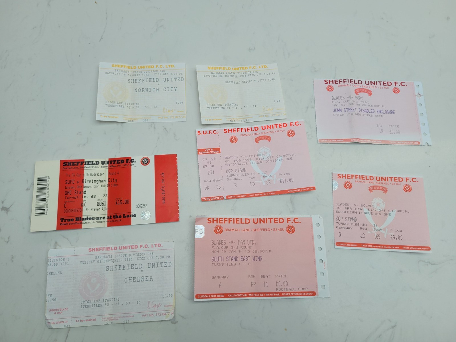 Collection Sheffield United Ticket Stubs - Mostly 1990's era for sale on Ebay