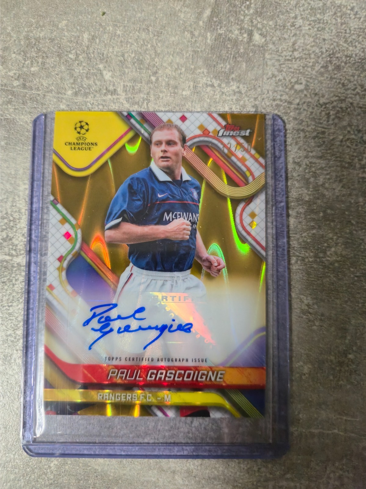 Topps Finest UCC 2024-25 - Paul Gascoigne /50 Auto - Rangers for sale on Ebay