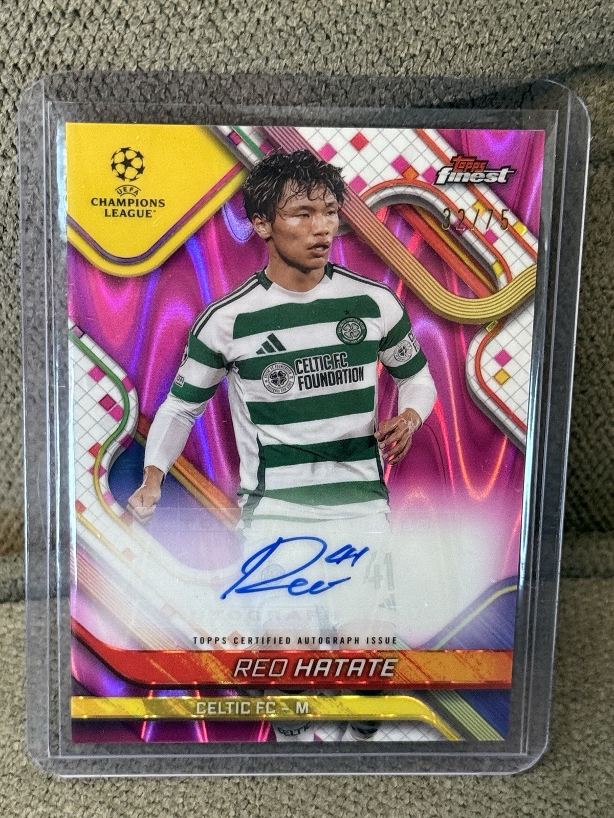 2024-25 Topps Finest UEFA Reo Hatate Auto Pink Wave /75 Celtic FC Autograph   for sale on Ebay
