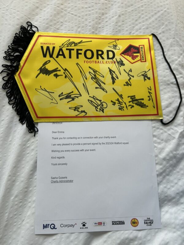 Watford Football Club Signed Pennant 2022/23 & 2023/24 Watford Squad for sale on Ebay