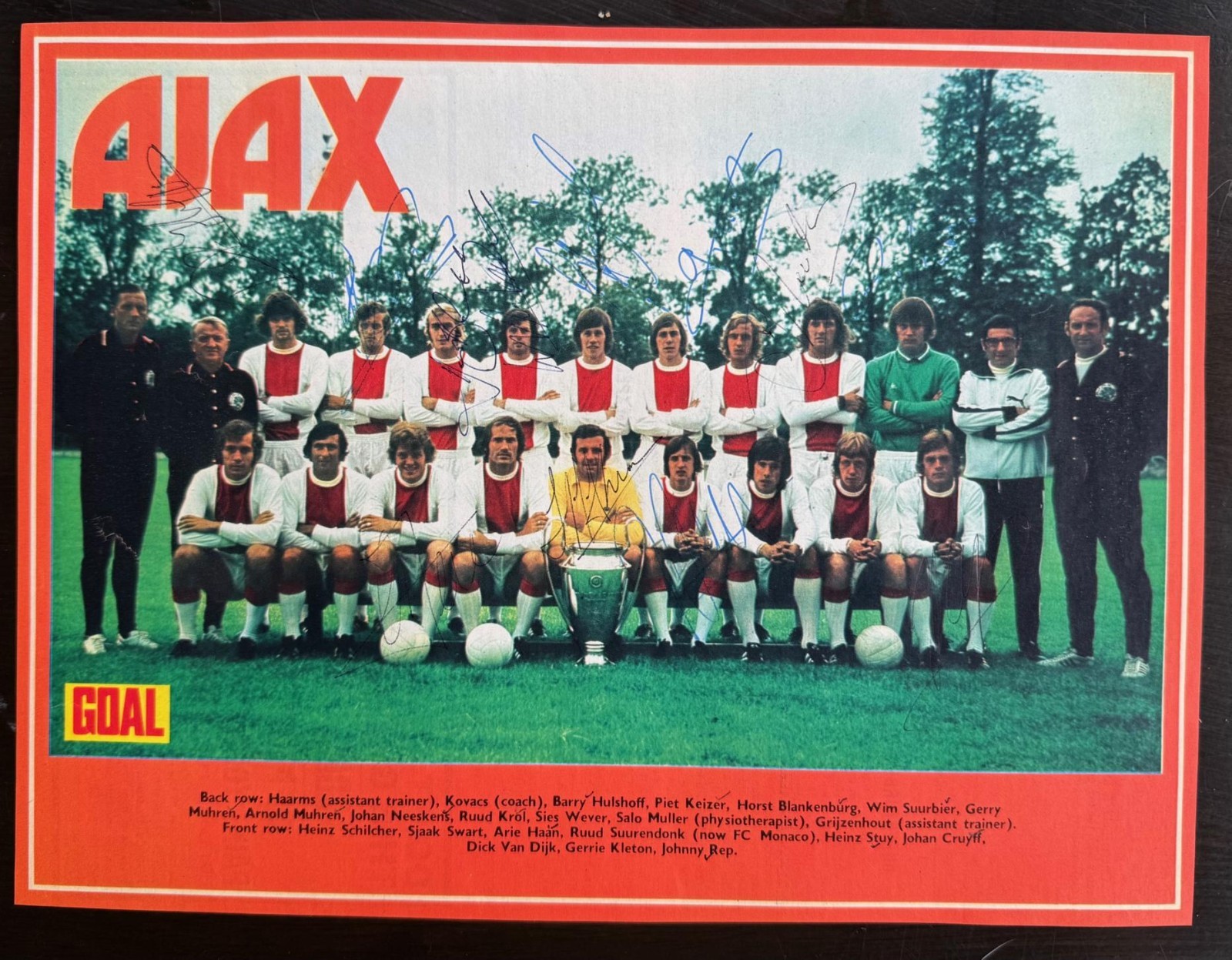 AJAX 1971 European Cup Winners signed Team Photo JOHAN CRUYFF KROL NEESKENS REP for sale on Ebay
