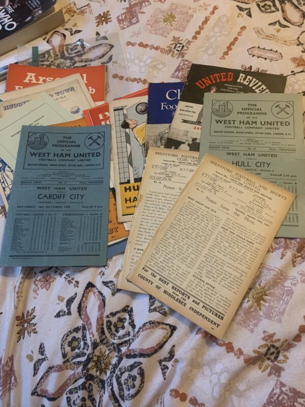 bulk football progs 19 items from 30's to 50's Inc Brentford Man U West Etc for sale on Ebay