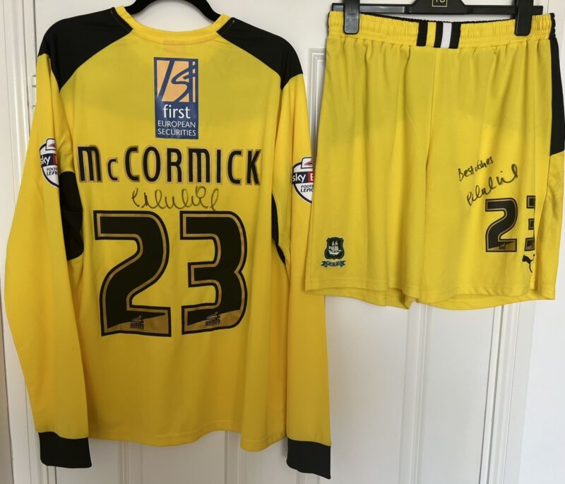 2013/14 - Plymouth Argyle SIGNED & MATCH WORN Goalkeeper Kit (#23 McCormick) XL for sale on Ebay