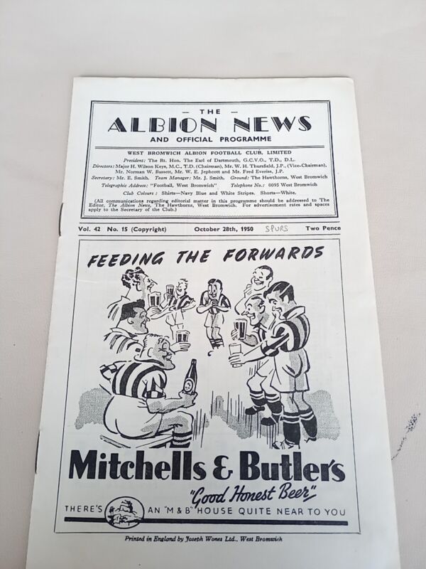 West Bromwich Albion V Spurs Programme 1950 for sale on Ebay