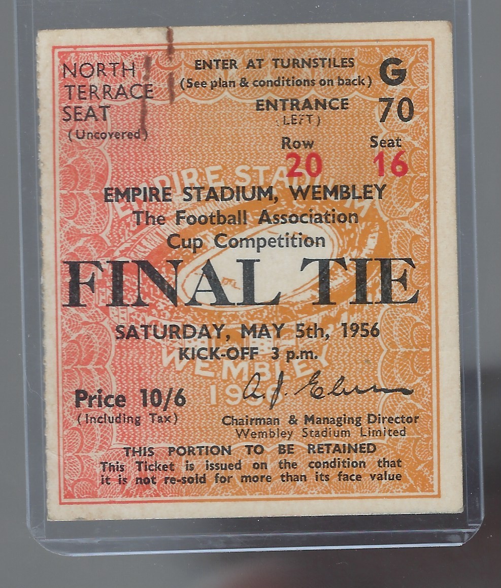 1956 FA CUP FINAL TICKET - MANCHESTER CITY v BIRMINGHAM CITY - UNKNOWN SIGNATURE for sale on Ebay