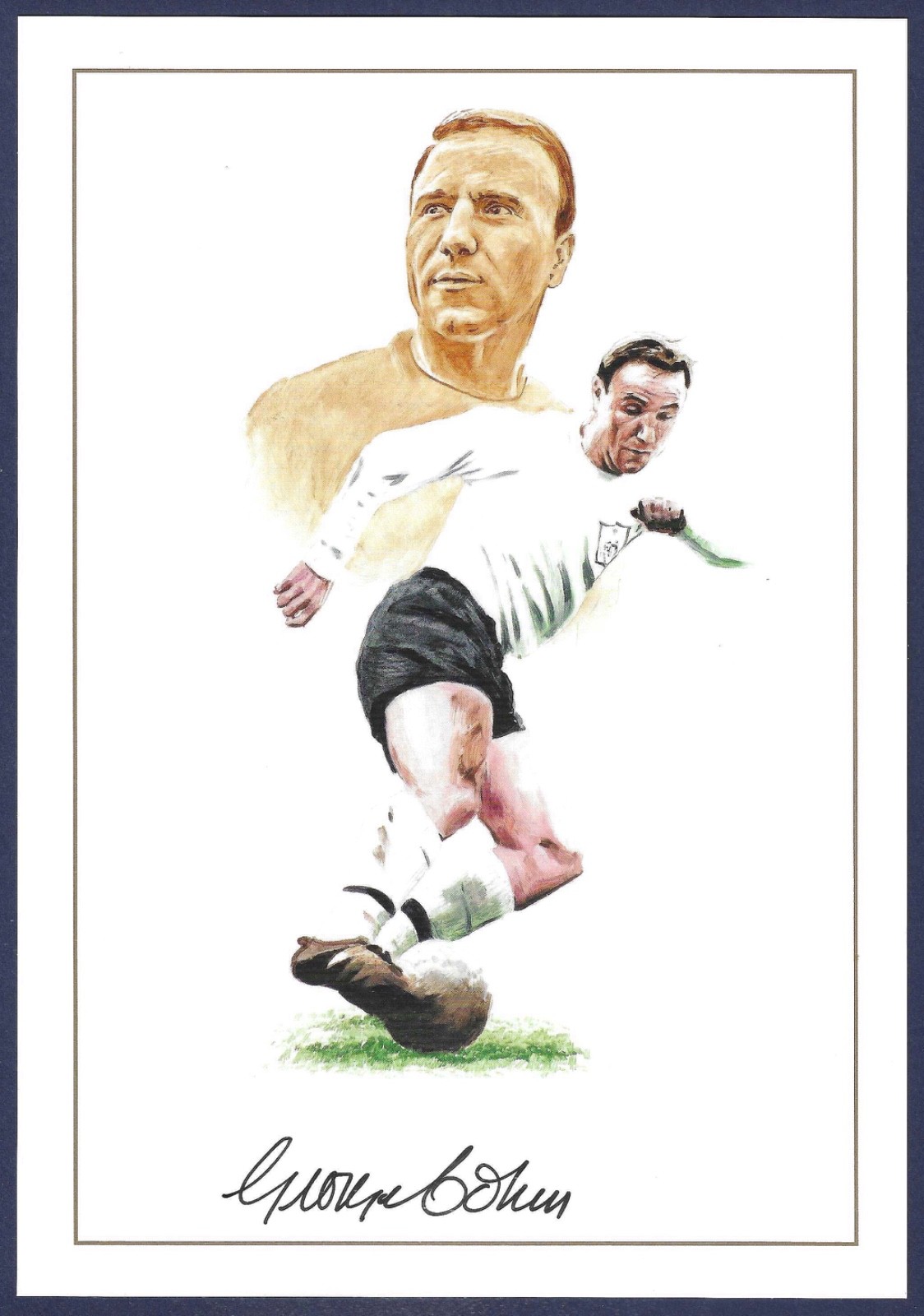 1966 FOOTBALL WORLD CUP, GEORGE COHEN SIGNED PRINT, FULHAM & ENGLAND. R HIGHTON. for sale on Ebay
